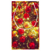 輝くクリスマスボールクラスタの喜び スモールペーパーバッグ (裏面)