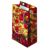 輝くクリスマスボールクラスタの喜び スモールペーパーバッグ (正面アングル)