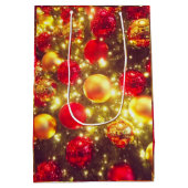 輝くクリスマスボールクラスタの喜び ミディアムペーパーバッグ (裏面)