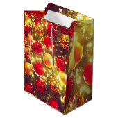 輝くクリスマスボールクラスタの喜び ミディアムペーパーバッグ (裏面アングル)