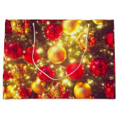 輝くクリスマスボールクラスタの喜び ラージペーパーバッグ (正面)