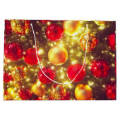 輝くクリスマスボールクラスタの喜び ラージペーパーバッグ (裏面)