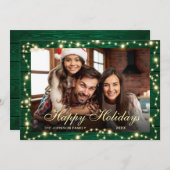 輝くクリスマスライト素朴フォトGREETING シーズンカード (正面/裏面)