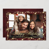 輝くクリスマスライト素朴フォトGREETING シーズンカード (正面/裏面)