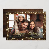 輝くクリスマスライト素朴フォトGREETING シーズンカード (正面/裏面)