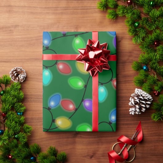 輝くクリスマスライト ラッピングペーパー (クリスマスギフト)