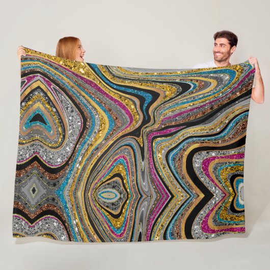 輝くグラムの輝くガーリー大理石アート フリースブランケット (インサイチュ)