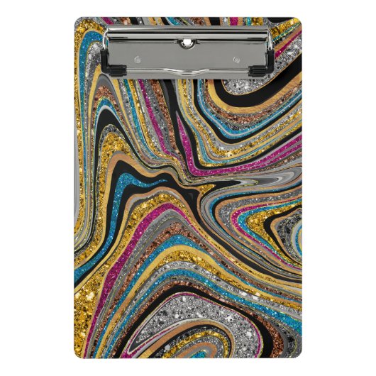 輝くグラムの輝くガーリー大理石アート ミニクリップボード (正面)