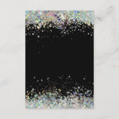 輝くグリッター エレガント モダン ウェディング ブラック エンクロージャーカード (裏面)