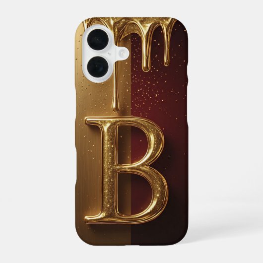 💎輝くグリッターBモノグラムと滴る液体 iPhone 16ケース (裏面)