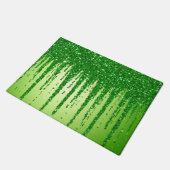 輝くグリーンのドリップ背景 ドアマット (アングル)