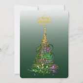 輝くグリーンのホリデーツリー フラットホリデーカード 招待状 (正面)