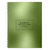 輝くグリーンの抽象的なモダン背景のイニシャルマーク ノートブック (正面)