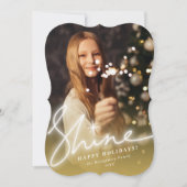 輝くグロウ手書きスクリプト ゴールドオンブル写真 シーズンカード (正面)