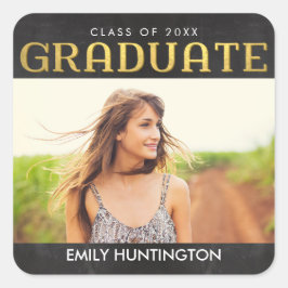 輝くコラージュ卒業ステッカー封筒シール スクエアシール