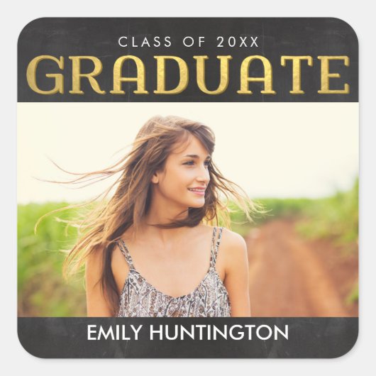 輝くコラージュ卒業ステッカー封筒シール スクエアシール (正面)