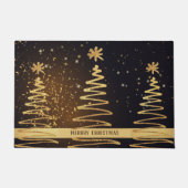 輝くゴールデンツリークリスマススターホリデーラグジュアリー ドアマット (正面)