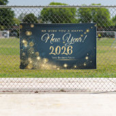 輝くゴールドとブルーのお祭りニューイヤーセレブレーション 横断幕 (インサイチュ)