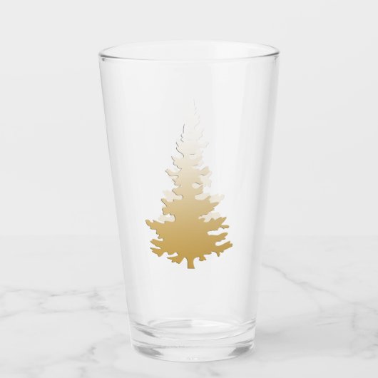 輝くゴールドのクリスマスツリー タンブラーグラス (正面)
