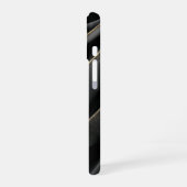 輝くゴールドのブラック生地 iPhone 16ケース (左側面)