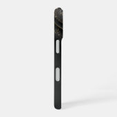 輝くゴールドのブラック生地 iPhone 16ケース (右側面)