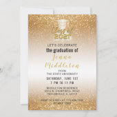 輝くゴールドの卒業デザイン 招待状 (正面)