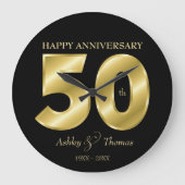 輝くゴールドの数字 ラージ壁時計 (正面)