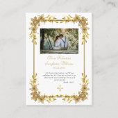 輝くゴールドの花 オルソドックス ウェディング 祈りのカード プレイスカード (正面)