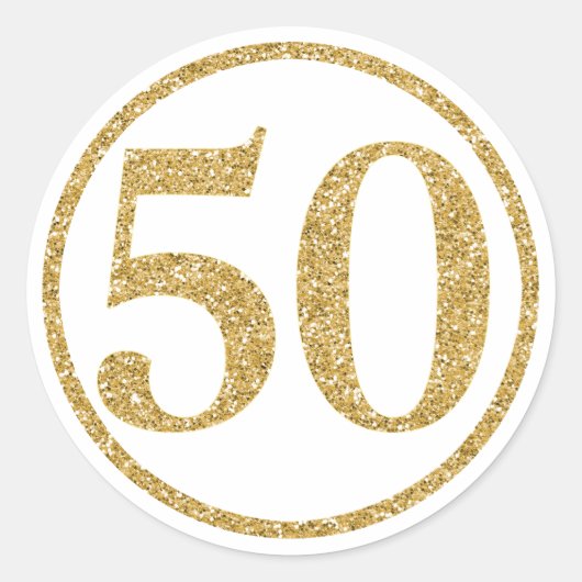 輝くゴールドの50周年記念 ラウンドシール (正面)