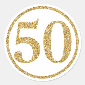輝くゴールドの50周年記念 ラウンドシール