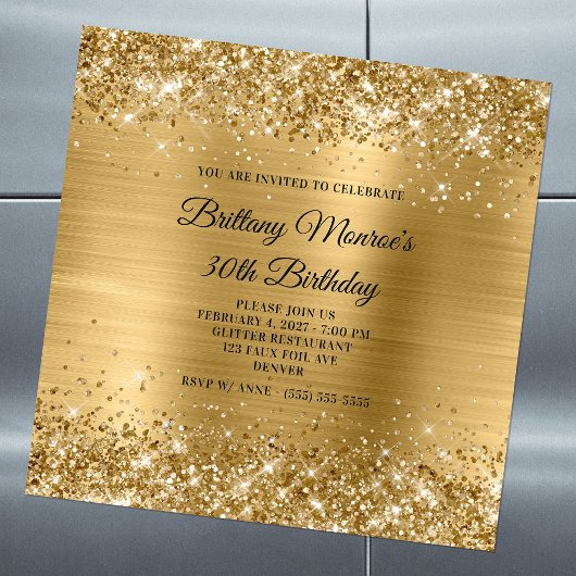 輝くゴールド箔 30歳の誕生日 マグネット招待状