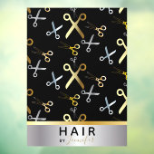 輝くゴールド＆シルバーのはさみ柄の美容師さん ウィンドウサイン (シート3)