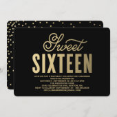 輝くゴールド | スイート16 招待状 (正面/裏面)