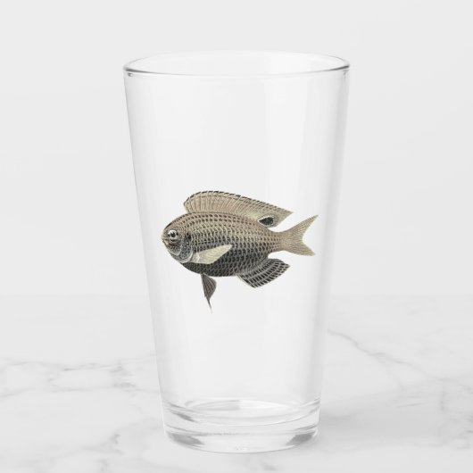 輝くシルバーとゴールドの魚 タンブラーグラス (正面)