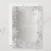 輝くシルバーの雪の結晶会社のクリスマスパーティー 招待状 (裏面)