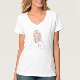 輝くシルバーへア ミニマリスト ポートレート Tシャツ