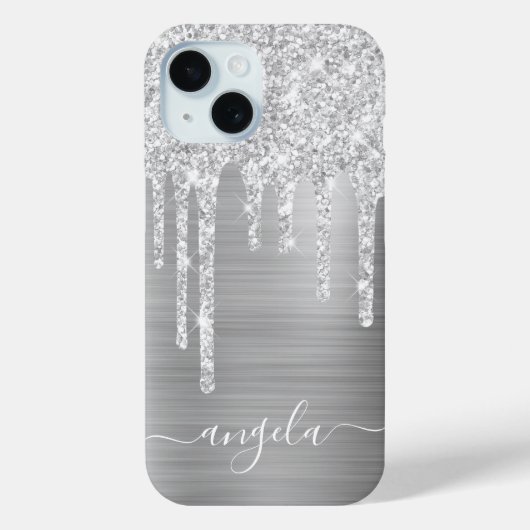 輝くシルバーグリッターがかかった大人かわいいサイン Case-Mate iPhoneケース (裏面)