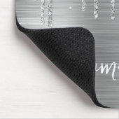 輝くシルバーグリッターの煌めき マウスパッド (コーナー)