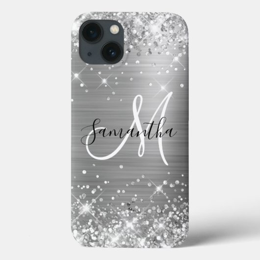 輝くシルバーフォイルのエレガントモノグラム Case-Mate iPhoneケース (裏面)
