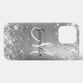 輝くシルバーフォイルのモノグラム Case-Mate iPhoneケース (裏面 (横))