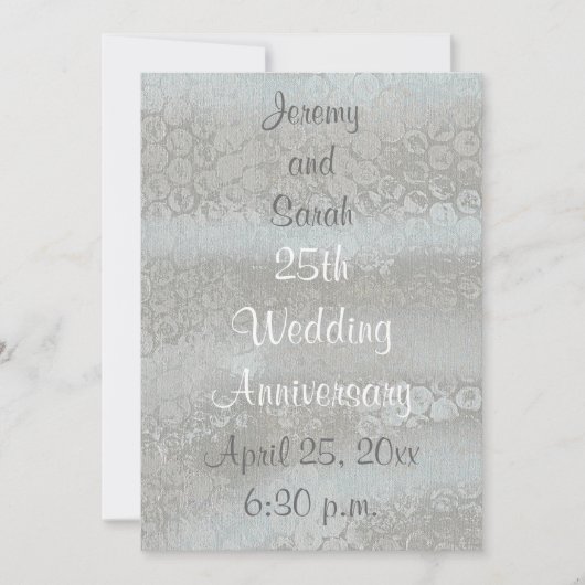 輝くシルバー 25周年 結婚記念日 招待状 (正面)