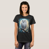 輝くシロフクロウと月 Tシャツ (正面フル)
