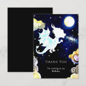 輝くシンプルなドラゴンの誕生日 サンキューカード (正面/裏面)