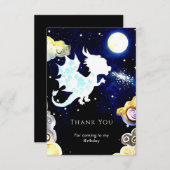 輝くシンプルドラゴン誕生日 サンキューカード (正面/裏面)