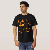 輝くジャック・オ・ランタン 顔 ハロウィン デザイン Tシャツ (正面フル)