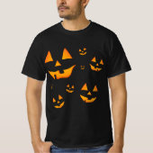 輝くジャック・オ・ランタン 顔 ハロウィン デザイン Tシャツ (正面)