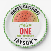 輝くスイカの1歳の誕生日 ペーパープレート (正面)