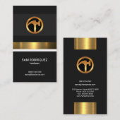 輝くスタイリッシュ絶妙な金ゴールドレーベルの便利屋 名刺 (正面/裏面)