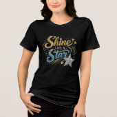 輝くスターのスパークルラインストーンポスター トライブレンドTシャツ (正面)