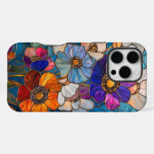 輝くステンドグラスの花の傑作 iPhoneケース (裏面横)
